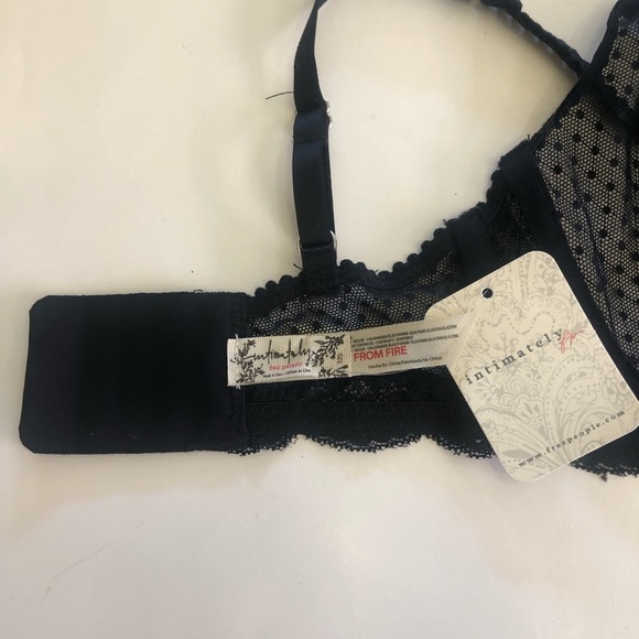 Free People Black Mid Week Dotted Mesh Underwire Bra Size 32D - Picture 9 of 12